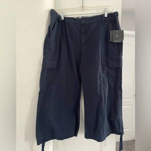 Liz Claiborne Cotton Navy Blue Capri Pant